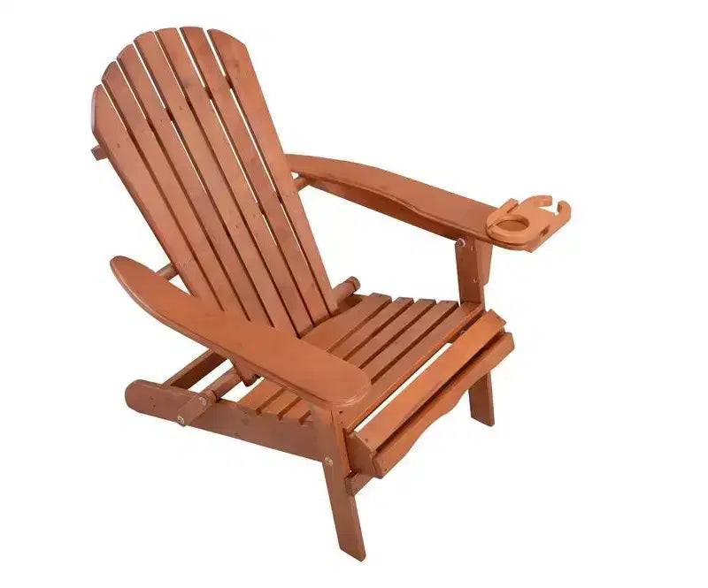 Sedia Adirondack Pieghevole Jiallo con portabicchieri e Tavolino Laterale