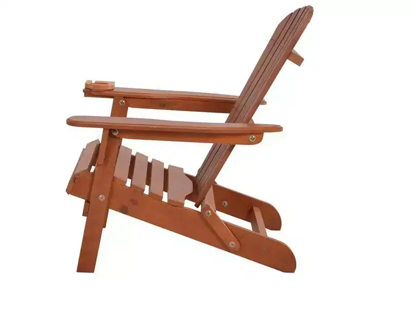 Sedia Adirondack Pieghevole Jiallo con portabicchieri e Tavolino Laterale