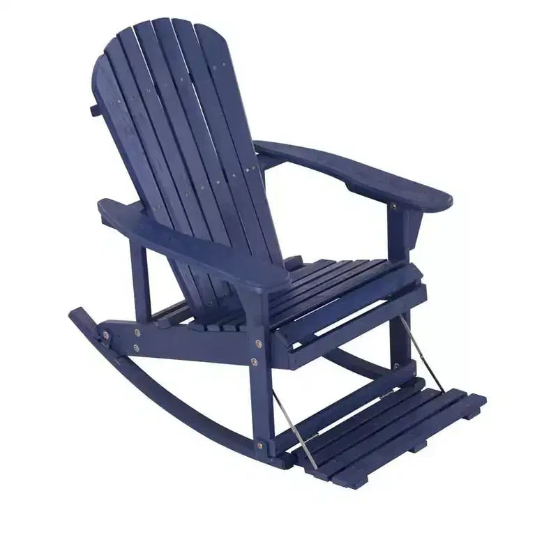 Chaise berçante Adirondack Jiallo Zero Gravity Collection Bleu Marine avec repose-pieds intégré