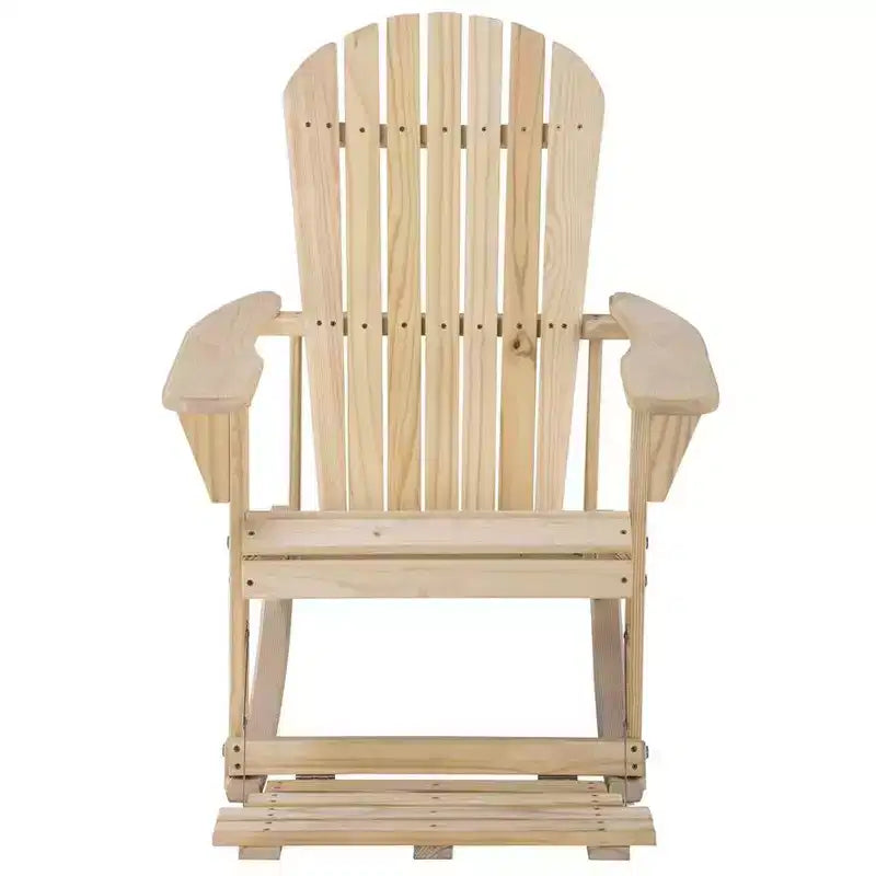 Chaise à bascule Adirondack naturelle Jiallo Zero Gravity Collection avec repose-pieds intégré - Lot de 2 chaises à bascule