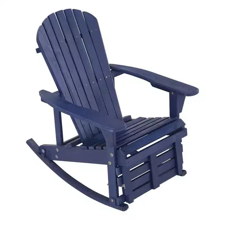 Set di 2 sedie a dondolo Jiallo Zero Gravity Collection Navy Blue Adirondack con poggiapiedi integrato e 1 tavolino laterale