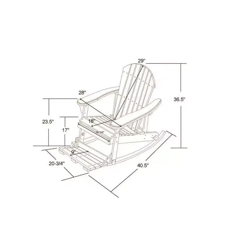 Set di 2 sedie a dondolo e 1 tavolino Jiallo Zero Gravity Collection Natural Adirondack con poggiapiedi integrato