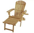 Jiallo Oceanic Collection Adirondack Chaise Lounge Chair Foldable, cup and glass holder, built in ottoman