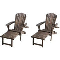 Jiallo Oceanic Collection Adirondack Chaise Lounge Chair Foldable, cup and glass holder, built in ottoman, Set of 2