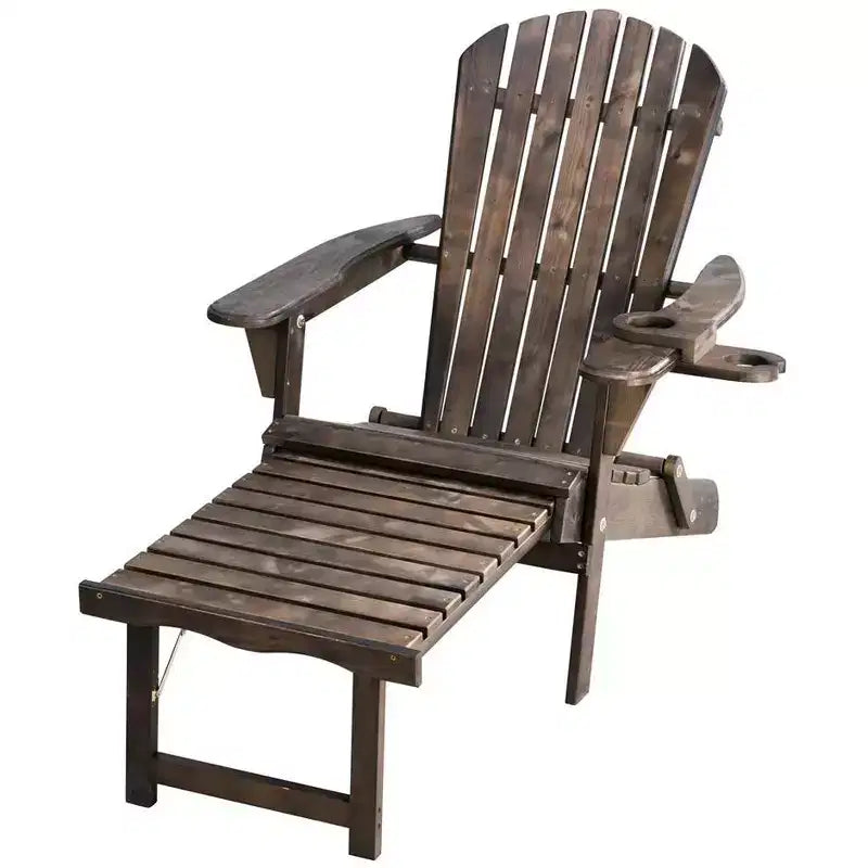 Sedia a sdraio pieghevole Adirondack Jiallo Oceanic Collection, con porta bicchieri e porta bevande, poggiapiedi integrato, set da 2