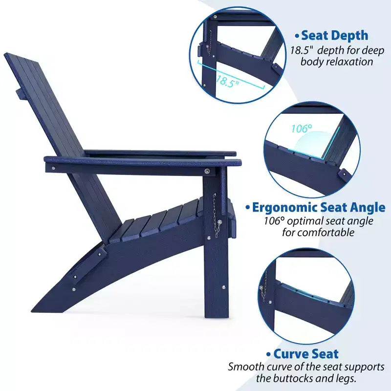GARPROVM Sedia Adirondack Pieghevole in HDPE Aggiornata, Resistente alle Intemperie, per Esterni
