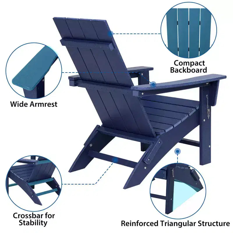GARPROVM Sedia Adirondack Pieghevole in HDPE Aggiornata, Resistente alle Intemperie, per Esterni