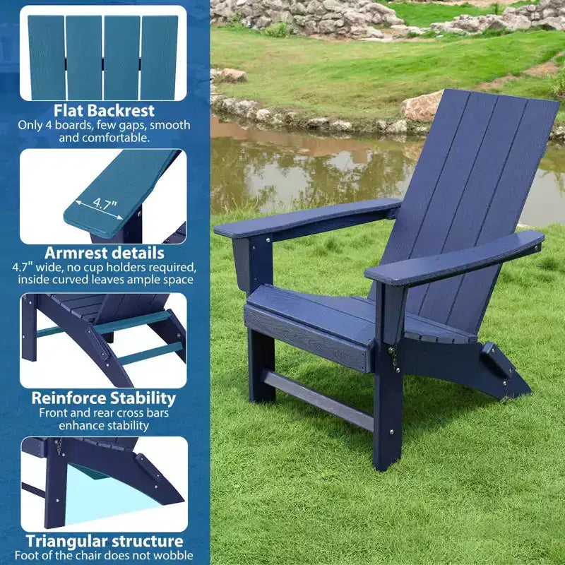 GARPROVM Sedia Adirondack Pieghevole in HDPE Aggiornata, Resistente alle Intemperie, per Esterni