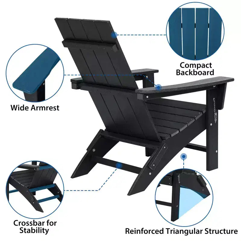 GARPROVM Sedia Adirondack Pieghevole in HDPE Aggiornata, Resistente alle Intemperie, per Esterni