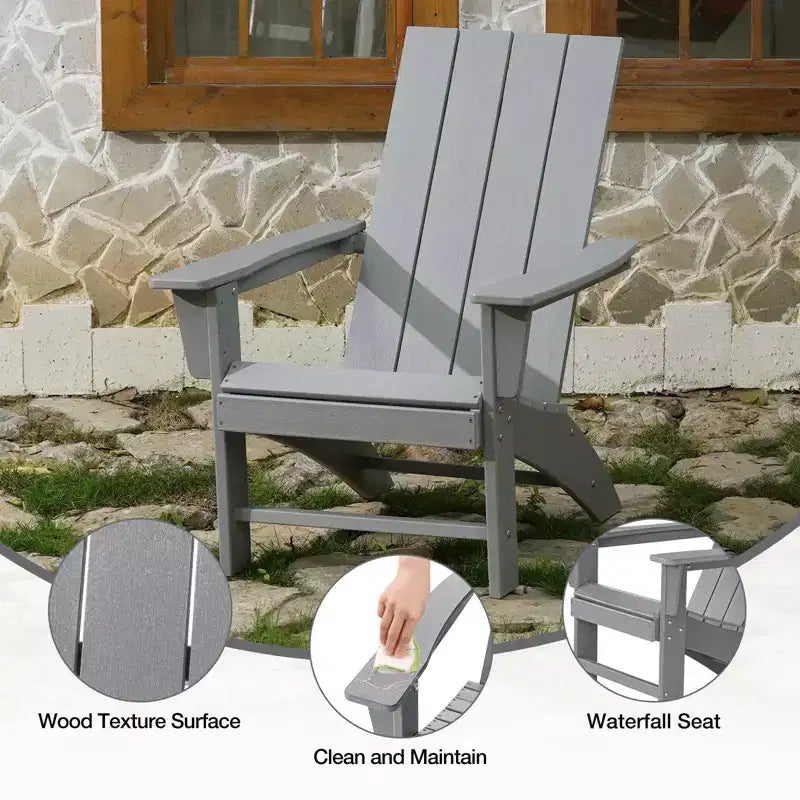 GARPROVM Sedia Adirondack Accogliente in HDPE, Resistente alle Intemperie, per Patio Esterno