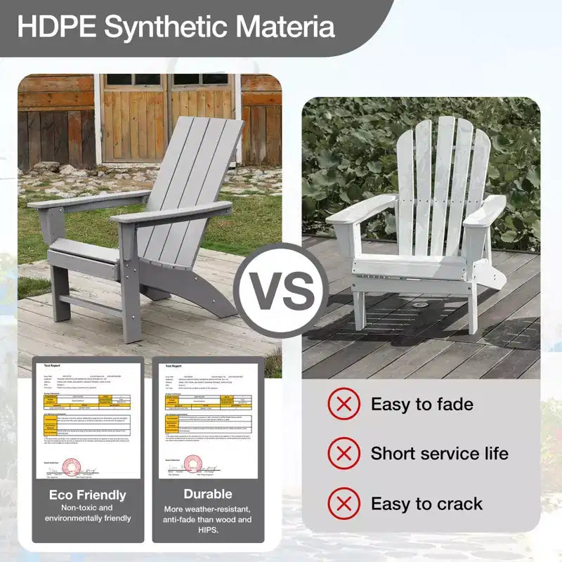 GARPROVM Sedia Adirondack Accogliente in HDPE, Resistente alle Intemperie, per Patio Esterno