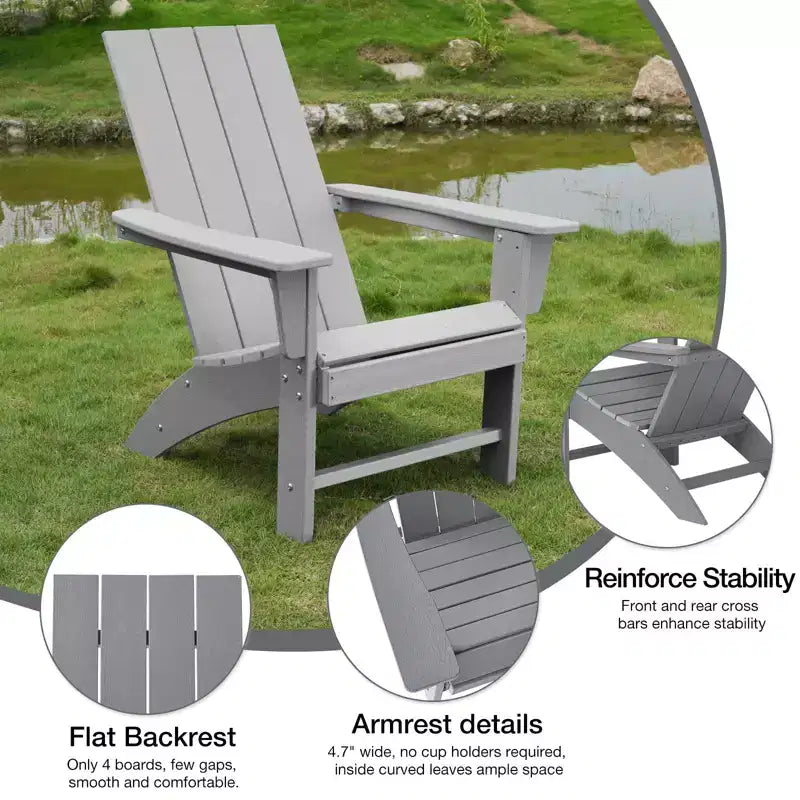 GARPROVM Sedia Adirondack Accogliente in HDPE, Resistente alle Intemperie, per Patio Esterno