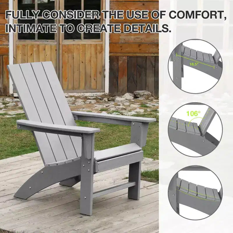 GARPROVM Sedia Adirondack Accogliente in HDPE, Resistente alle Intemperie, per Patio Esterno
