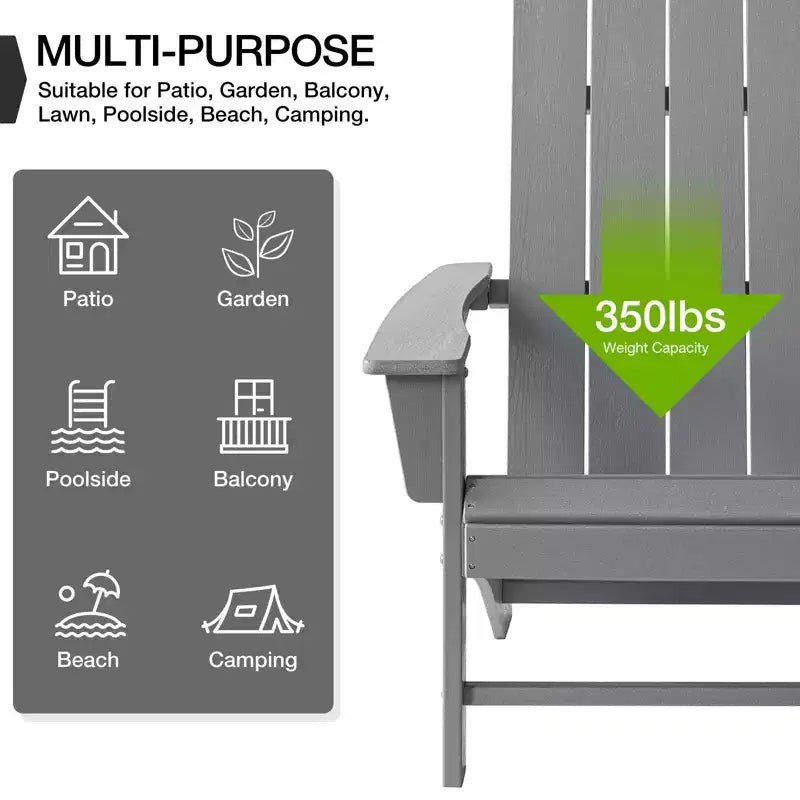 GARPROVM Sedia Adirondack Accogliente in HDPE, Resistente alle Intemperie, per Patio Esterno