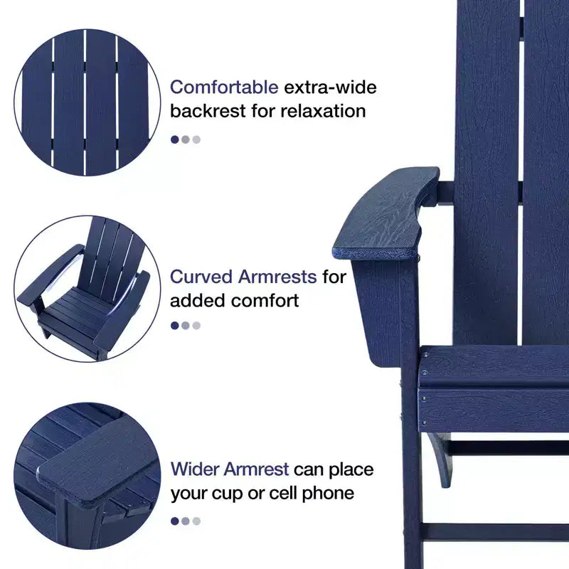 GARPROVM 2 chaises Adirondack avec table d'appoint, en PEHD, résistantes aux intempéries, mobilier de patio extérieur