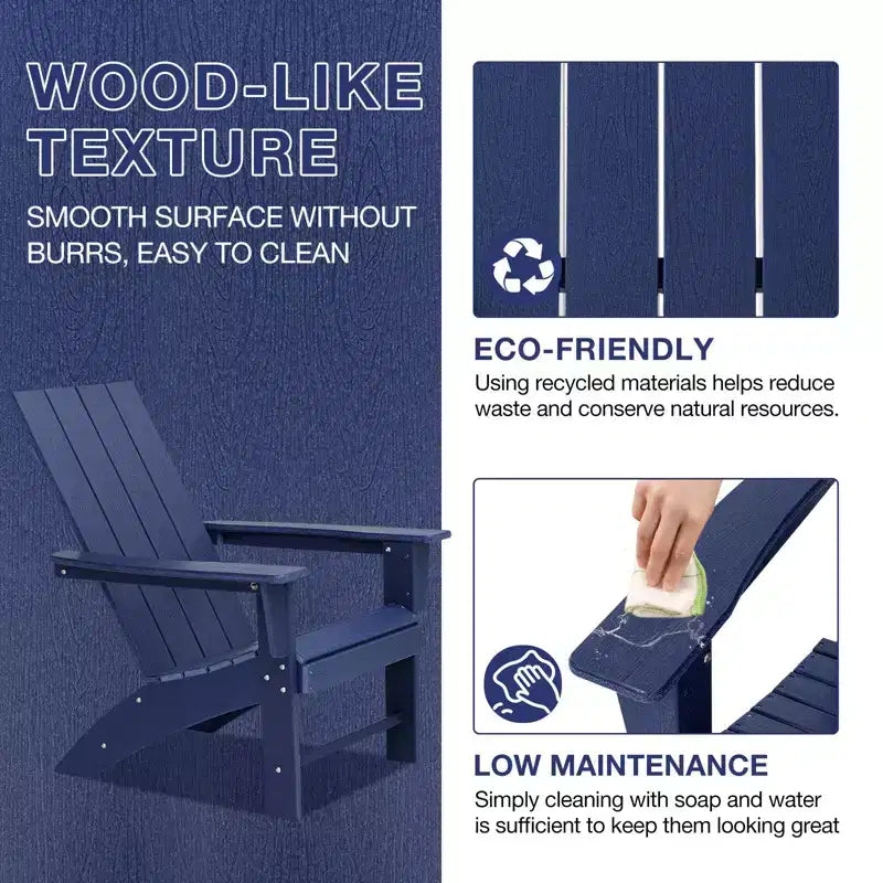 GARPROVM 2 chaises Adirondack avec table d'appoint, en PEHD, résistantes aux intempéries, mobilier de patio extérieur