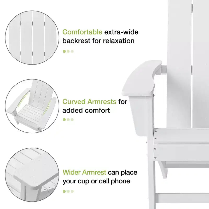 GARPROVM 2 chaises Adirondack avec table d'appoint, en PEHD, résistantes aux intempéries, mobilier de patio extérieur