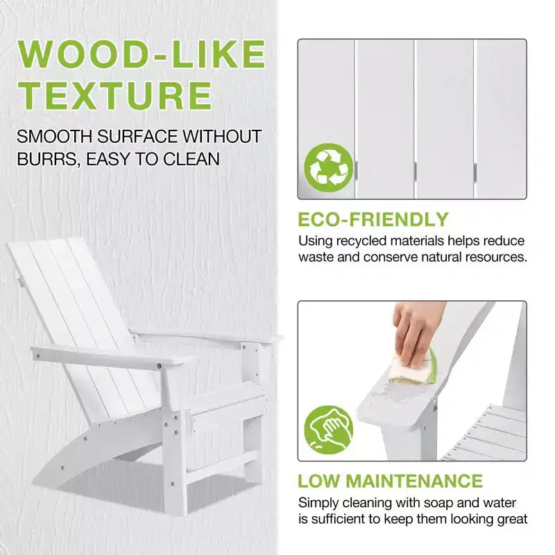 GARPROVM 2 chaises Adirondack avec table d'appoint, en PEHD, résistantes aux intempéries, mobilier de patio extérieur