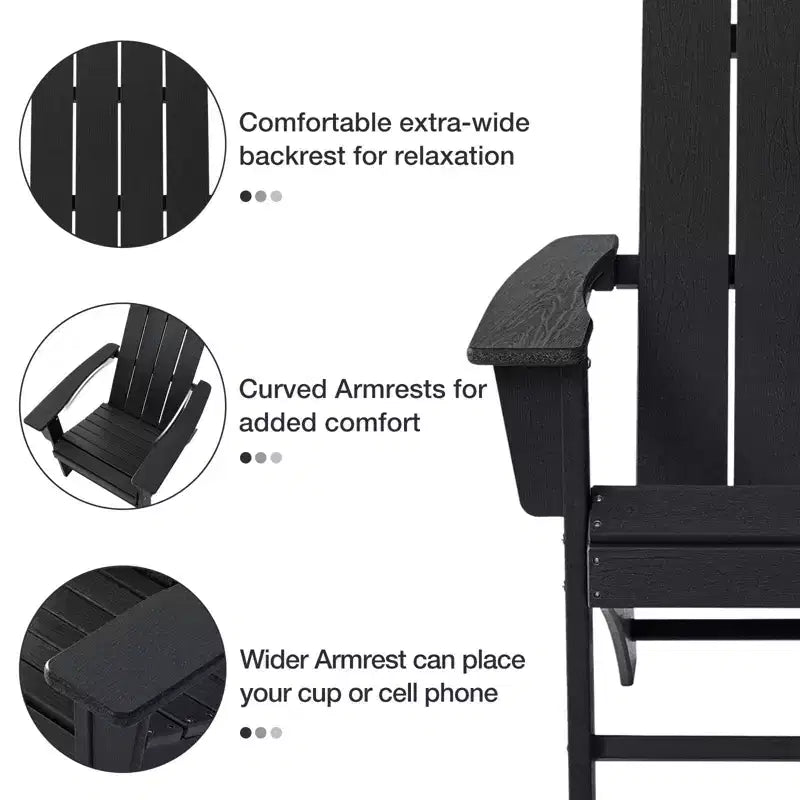 GARPROVM 2 chaises Adirondack avec table d'appoint, en PEHD, résistantes aux intempéries, mobilier de patio extérieur