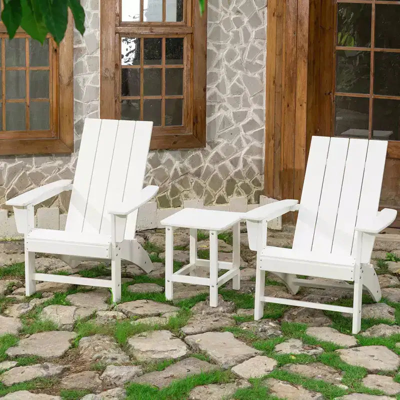 GARPROVM 2 chaises Adirondack avec table d'appoint, en PEHD, résistantes aux intempéries, mobilier de patio extérieur