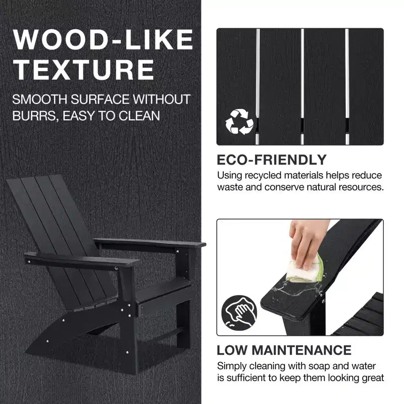 GARPROVM 2 chaises Adirondack avec table d'appoint, en PEHD, résistantes aux intempéries, mobilier de patio extérieur