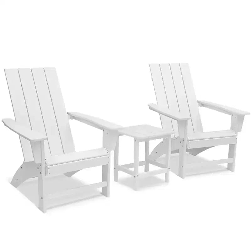 GARPROVM 2 chaises Adirondack avec table d'appoint, en PEHD, résistantes aux intempéries, mobilier de patio extérieur