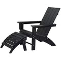 GARPROVM HDPE Adirondack Chair with Ottoman Weather-Resistant Outdoor Patio Furniture