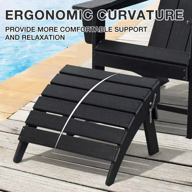 GARPROVM Sedia Adirondack in HDPE con Pouf, Mobili da Esterno per Patio Resistenti alle Intemperie