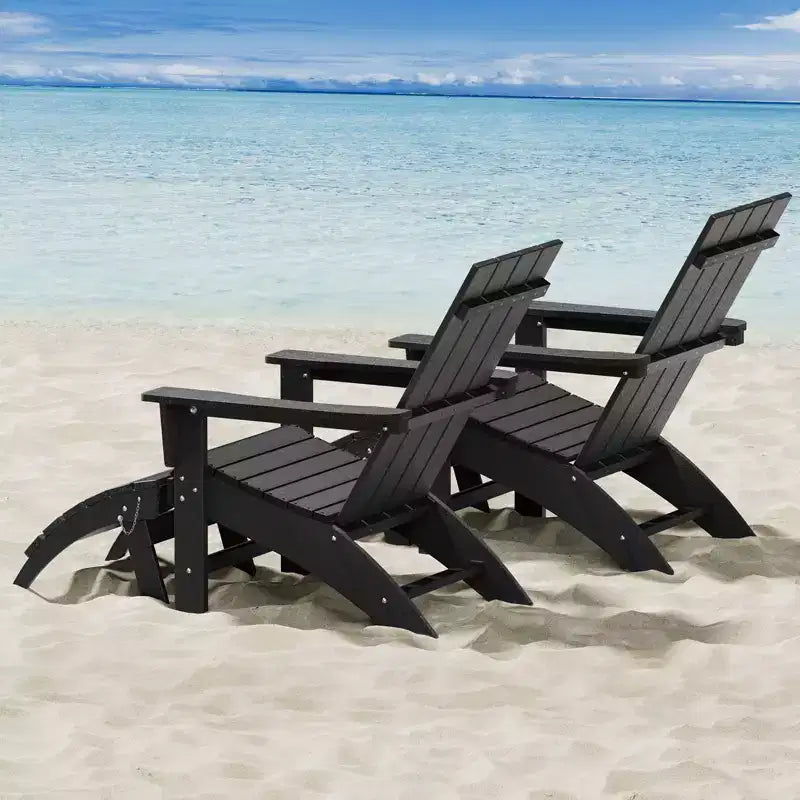 GARPROVM Sedia Adirondack in HDPE con Pouf, Mobili da Esterno per Patio Resistenti alle Intemperie