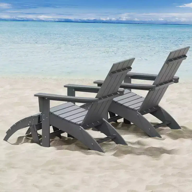 GARPROVM Sedia Adirondack in HDPE con Pouf, Mobili da Esterno per Patio Resistenti alle Intemperie