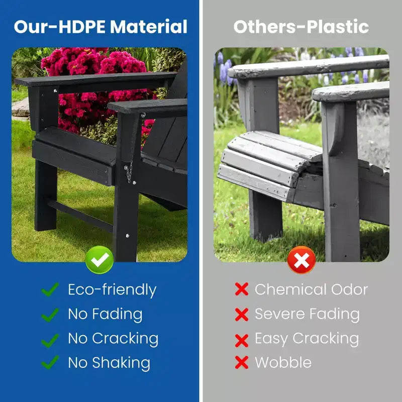 Sedia Adirondack Pieghevole GARPROVM in HDPE Migliorato con Poggiapiedi, Resistente alle Intemperie per Esterni