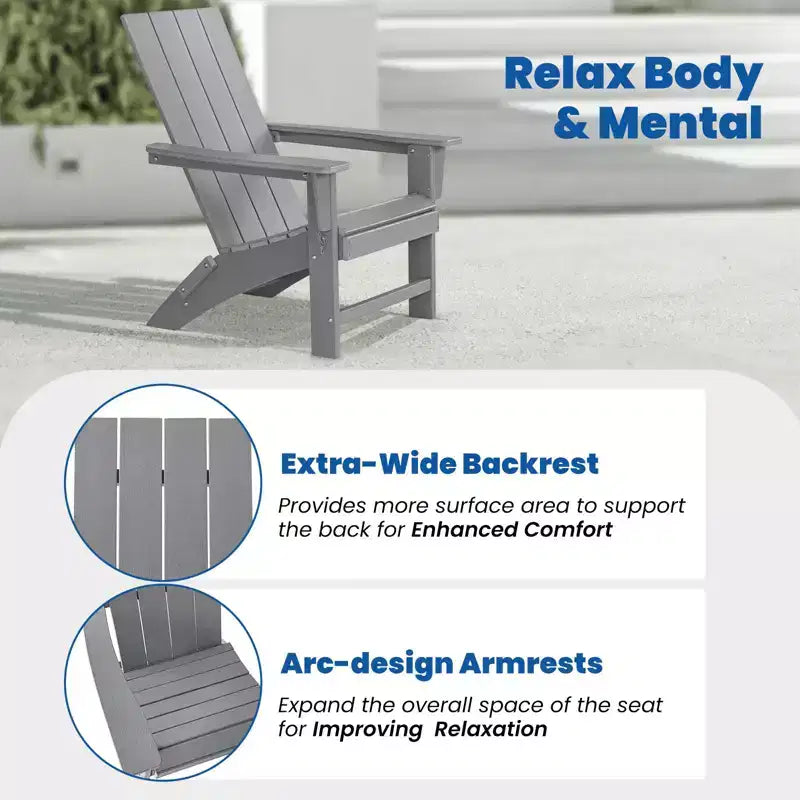 GARPROVM 2 Chaises Adirondack Pliantes Améliorées en PEHD avec Table d'appoint Résistantes aux Intempéries Pour l'Extérieur