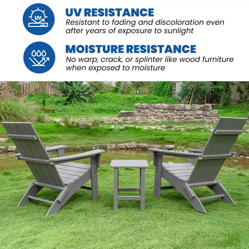 GARPROVM 2 Chaises Adirondack Pliantes Améliorées en PEHD avec Table d'appoint Résistantes aux Intempéries Pour l'Extérieur