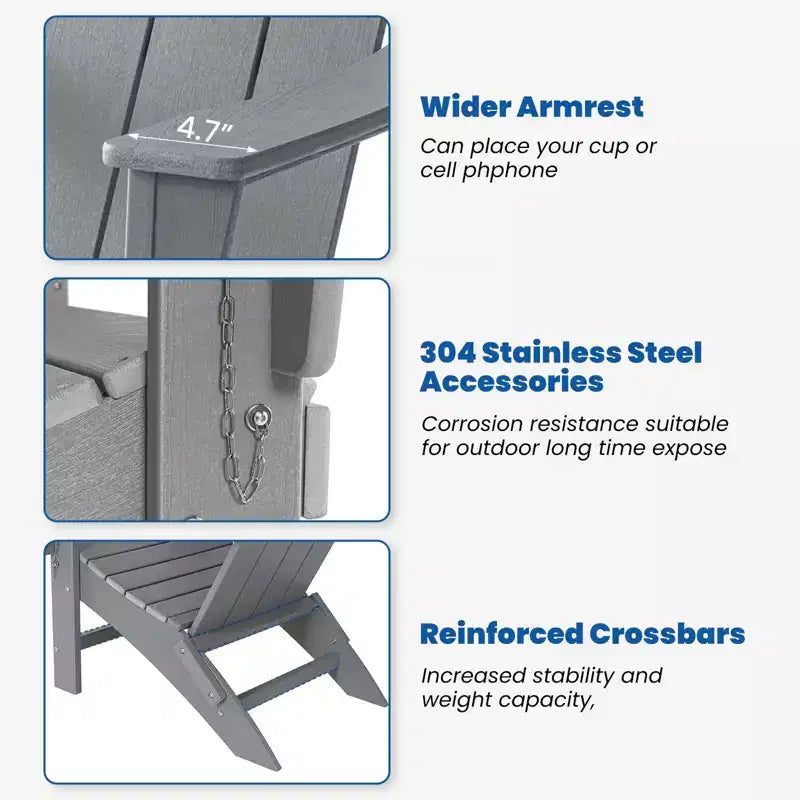 GARPROVM 2 Chaises Adirondack Pliantes Améliorées en PEHD avec Table d'appoint Résistantes aux Intempéries Pour l'Extérieur