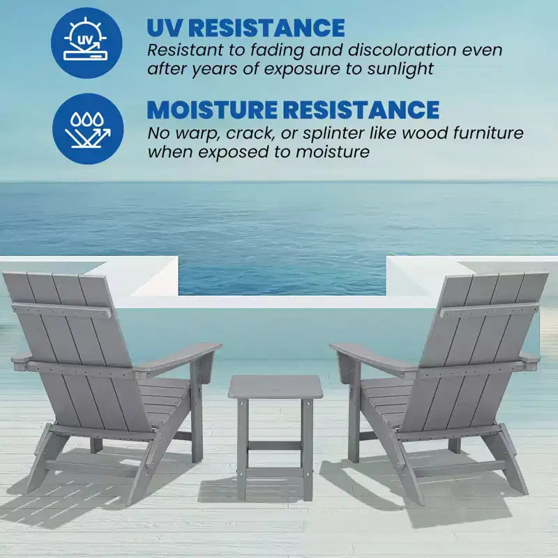 GARPROVM 2 Chaises Adirondack Pliantes Améliorées en PEHD avec Table d'appoint Résistantes aux Intempéries Pour l'Extérieur