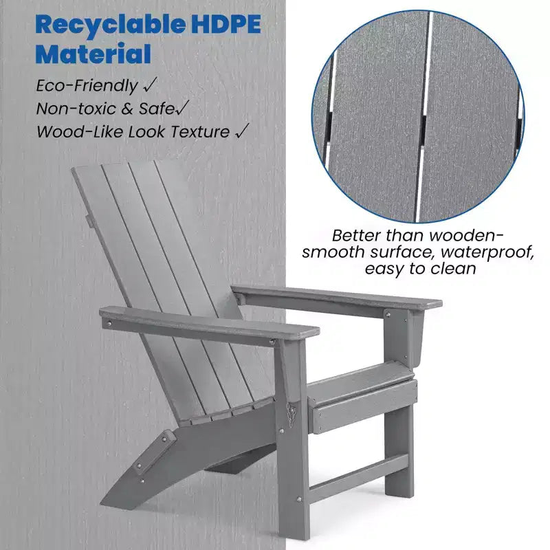 GARPROVM 2 Chaises Adirondack Pliantes Améliorées en PEHD avec Table d'appoint Résistantes aux Intempéries Pour l'Extérieur