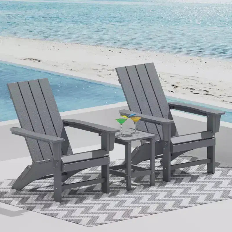 GARPROVM 2 Chaises Adirondack Pliantes Améliorées en PEHD avec Table d'appoint Résistantes aux Intempéries Pour l'Extérieur