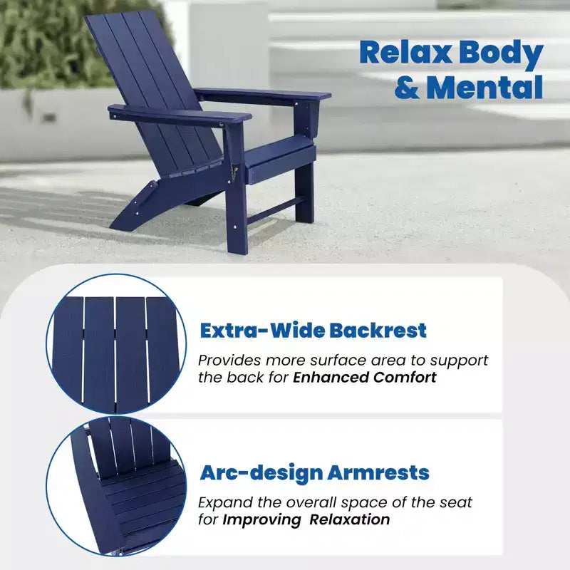 GARPROVM 2 Chaises Adirondack Pliantes Améliorées en PEHD avec Table d'appoint Résistantes aux Intempéries Pour l'Extérieur
