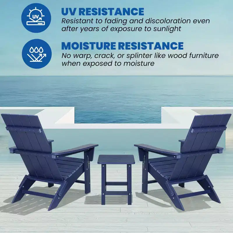 GARPROVM 2 Chaises Adirondack Pliantes Améliorées en PEHD avec Table d'appoint Résistantes aux Intempéries Pour l'Extérieur