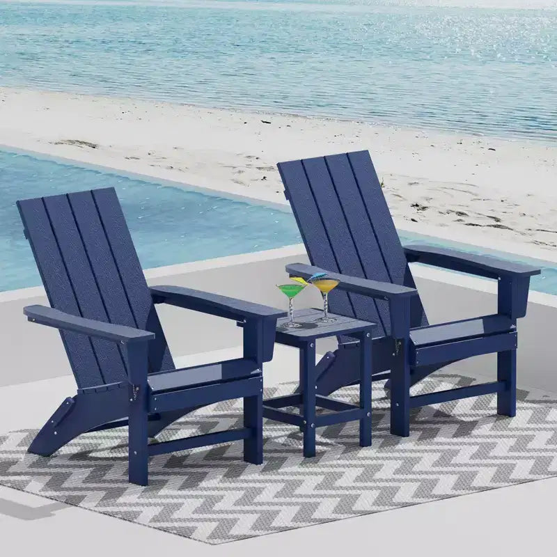 GARPROVM 2 Chaises Adirondack Pliantes Améliorées en PEHD avec Table d'appoint Résistantes aux Intempéries Pour l'Extérieur