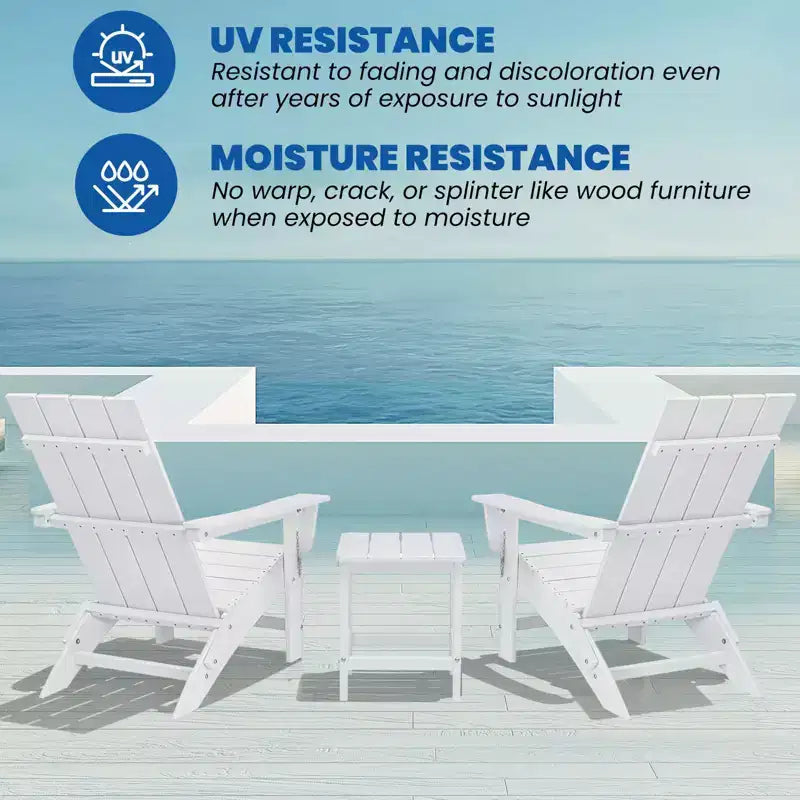 GARPROVM 2 Chaises Adirondack Pliantes Améliorées en PEHD avec Table d'appoint Résistantes aux Intempéries Pour l'Extérieur