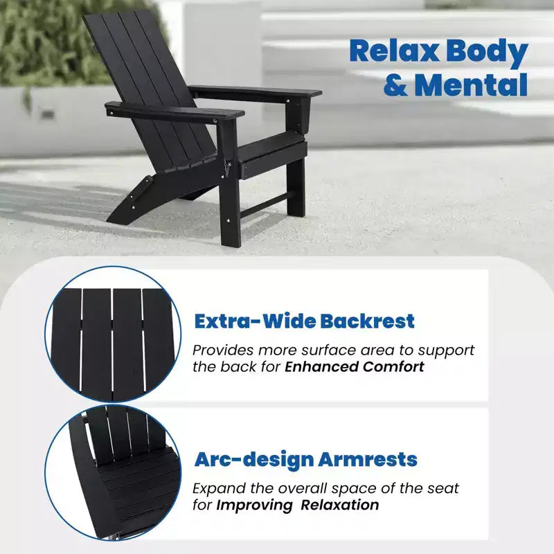 GARPROVM 2 Chaises Adirondack Pliantes Améliorées en PEHD avec Table d'appoint Résistantes aux Intempéries Pour l'Extérieur