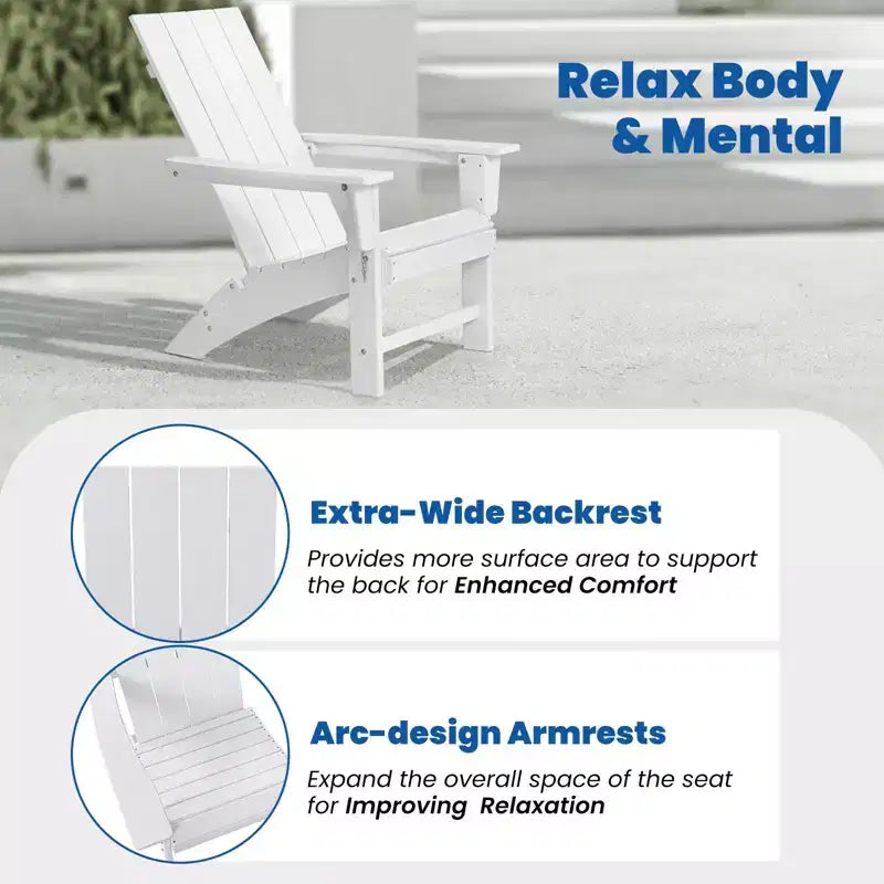 GARPROVM 2 Chaises Adirondack Pliantes Améliorées en PEHD avec Table d'appoint Résistantes aux Intempéries Pour l'Extérieur
