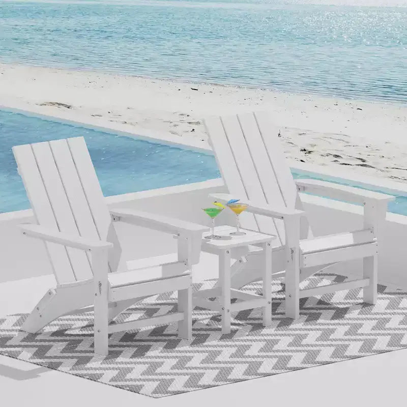 GARPROVM 2 Chaises Adirondack Pliantes Améliorées en PEHD avec Table d'appoint Résistantes aux Intempéries Pour l'Extérieur