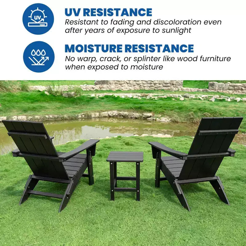 GARPROVM 2 Chaises Adirondack Pliantes Améliorées en PEHD avec Table d'appoint Résistantes aux Intempéries Pour l'Extérieur