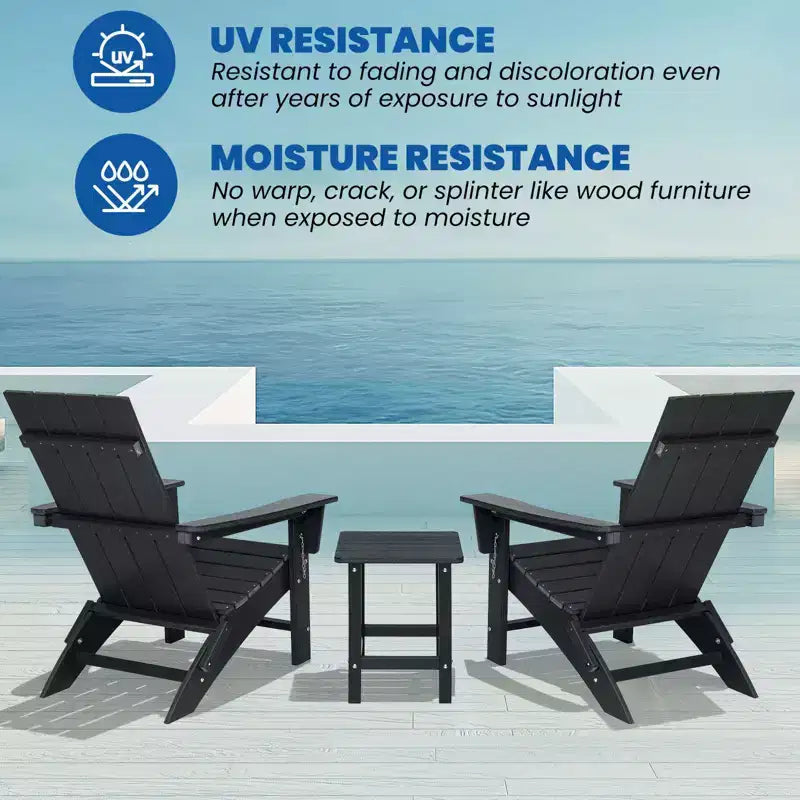 GARPROVM 2 Chaises Adirondack Pliantes Améliorées en PEHD avec Table d'appoint Résistantes aux Intempéries Pour l'Extérieur