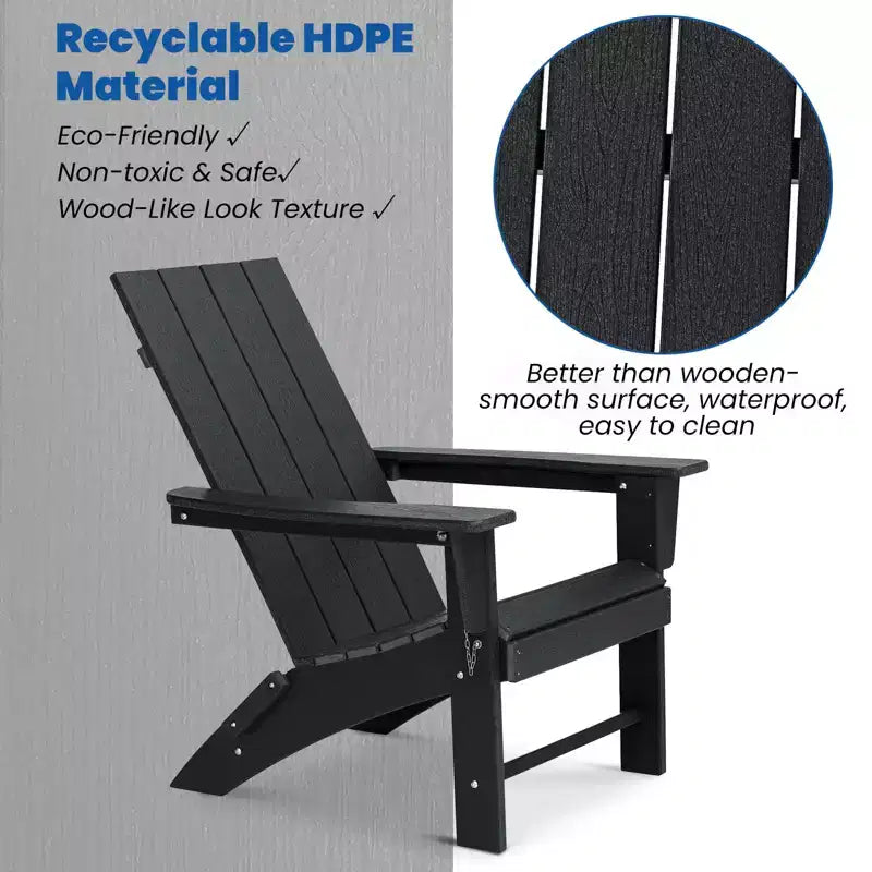 GARPROVM 2 Chaises Adirondack Pliantes Améliorées en PEHD avec Table d'appoint Résistantes aux Intempéries Pour l'Extérieur