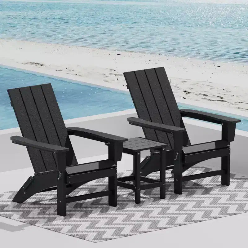 GARPROVM 2 Chaises Adirondack Pliantes Améliorées en PEHD avec Table d'appoint Résistantes aux Intempéries Pour l'Extérieur