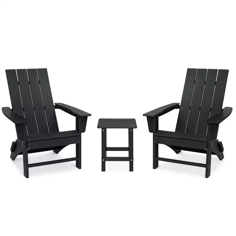 GARPROVM 2 Chaises Adirondack Pliantes Améliorées en PEHD avec Table d'appoint Résistantes aux Intempéries Pour l'Extérieur