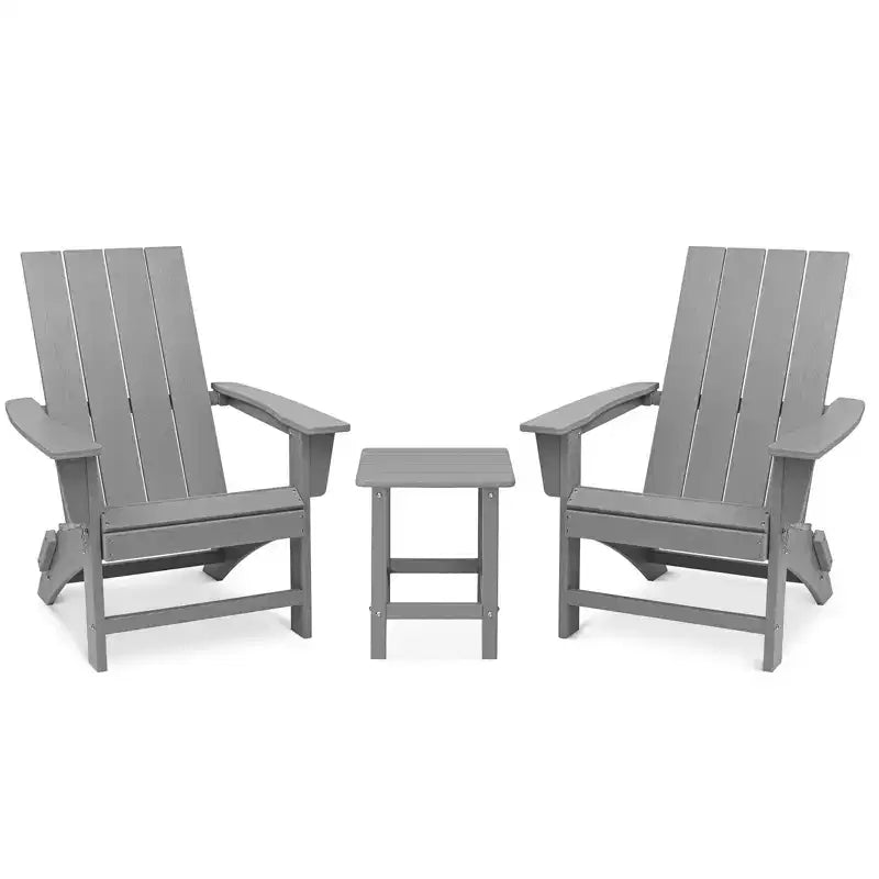 GARPROVM 2 Chaises Adirondack Pliantes Améliorées en PEHD avec Table d'appoint Résistantes aux Intempéries Pour l'Extérieur